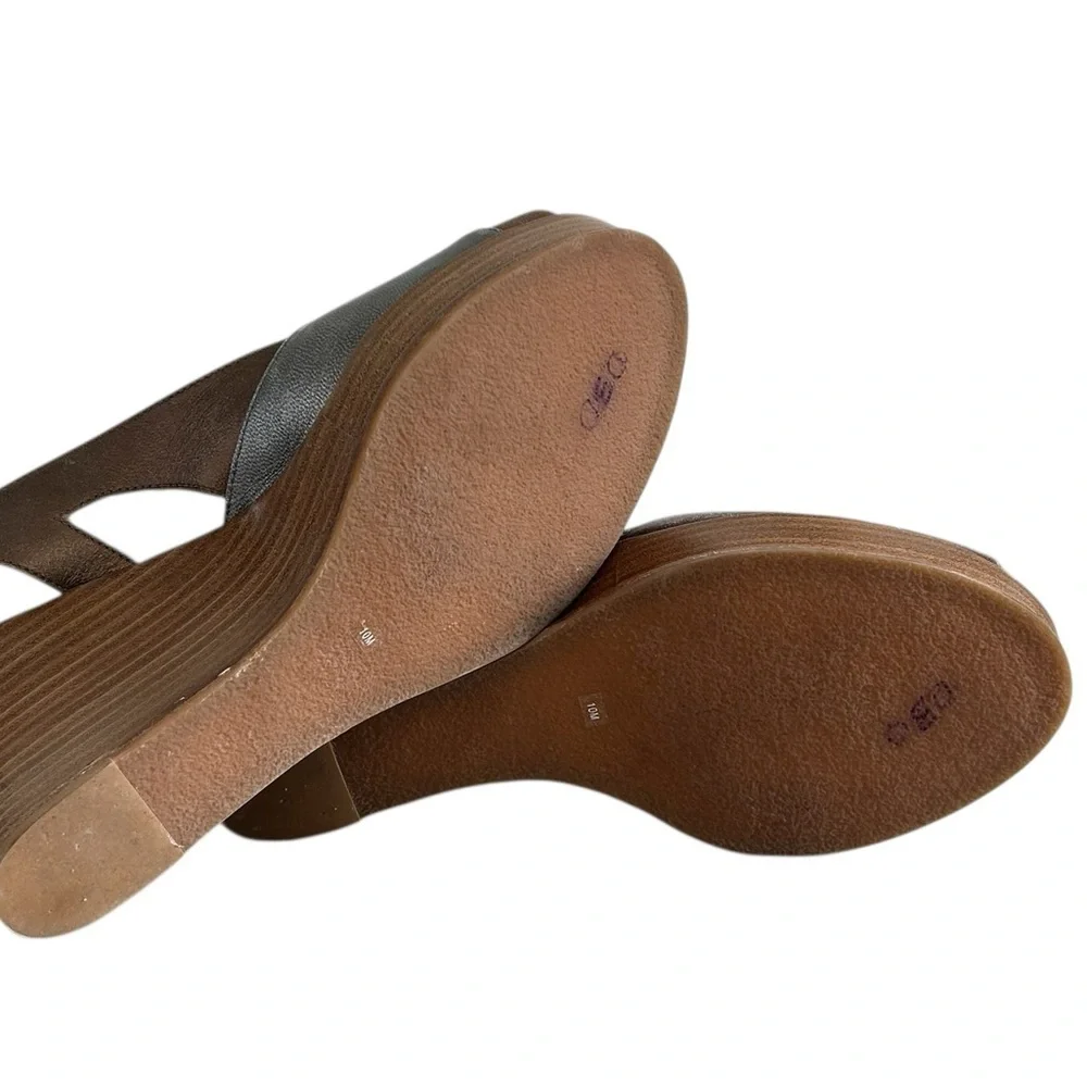 Via Spiga Brown‎ Wedge Sandals with Peep-Toe Design Sz 10